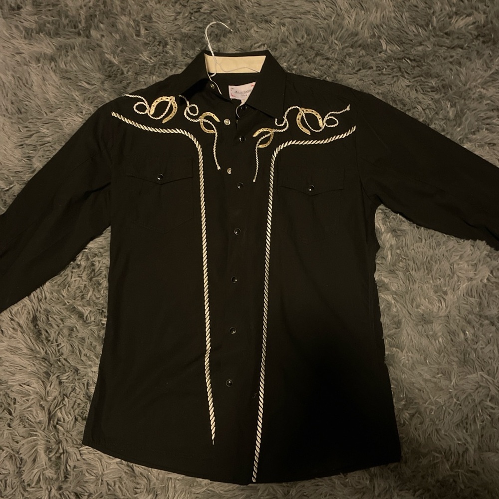 Black Western Embroidered Men's Shirt